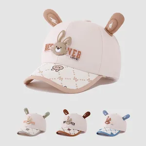Cute Kids Baseball Cap With 3D Rabbit Ears Cartoon Animal Pattern Sun Hat For Toddler Boys Girls Adjustable Cotton Hat