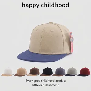 Casquette de Baseball Hip Hop à Bord Plat pour Enfants Mélange de Coton Bloc de Couleur Protection Solaire Réglable