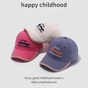 Casquettes de baseball vintage pour enfants en coton avec broderie et bord contrasté