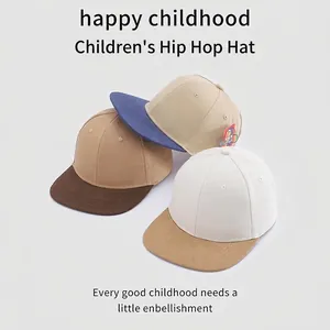 Lot de trois casquettes de baseball hip-hop pour enfants avec visière plate contrastée