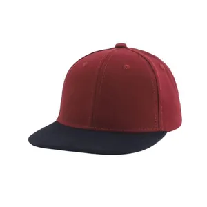 Casquette de baseball bicolore rouge et noire à bord plat pour enfant style hip-hop
