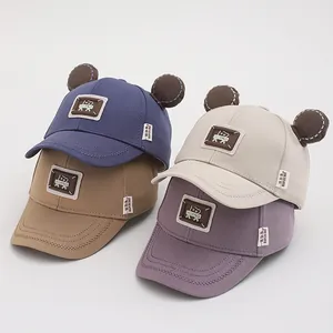 Kinder Niedlich Bär Ohr Baseball Kappe Kleinkind Sonnenhut Cartoon Patch Verstellbare Baumwollmischung Snapback Für Jungen Mädchen