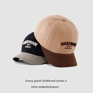Kids color-block baseball caps with letter embroidery for casual spring summer style
