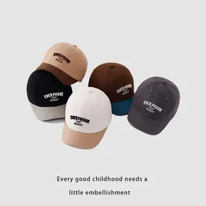 Kids color-block baseball cap with embroidered lettering in five casual color options