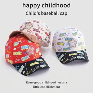 Casquette de baseball enfant avec imprimé graffiti coloré et écusson étoile en plusieurs coloris