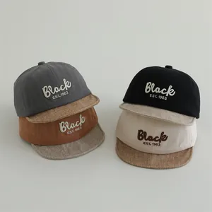 Baby Color Block Baseball Cap Soft Brim Embroidery Letter Black EST. 1983 Sun Hat Cotton Blend For Infant Toddler