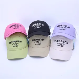 Detailed view of lightweight quick-dry kids' baseball caps in six diverse pastel colors
