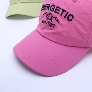 Close-up of high-quality embroidery and quick-dry nylon texture on kids baseball cap