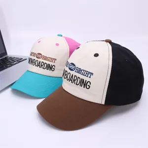 Detailed view of kids' baseball caps featuring vintage 1986 embroidery and color-blocking
