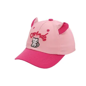Casquette rose pour enfants avec oreilles de chat 3D et broderie Cloudio