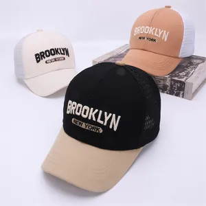 Kids Brooklyn New York Letter Embroidery Mesh Trucker Hat Breathable Adjustable Baseball Cap For Boys Girls Sun Protection Streetwear