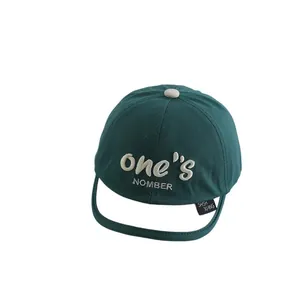 Gorra de béisbol de algodón verde oscuro para bebés con bordado ONE'S y visera suave