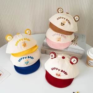 Infant Toddler Baseball Cap Cartoon Bear Soft Brim Embroidery Sun Hat Baby Cotton Breathable Outdoor Adjustable Visor Cap