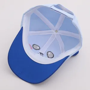 Internal structure of child baseball cap with cartoon panda print and contrast brim