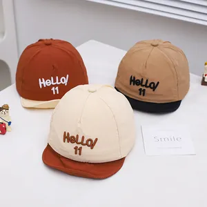 Baby Baseball Cap Korean Style Hello 11 Letter Embroidery Soft Brim Sun Hat For Toddler Boys Girls Cotton Blend Breathable Cap