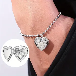 Bracelet médaillon cœur argenté avec symbole infini et gravure You are my sunshine