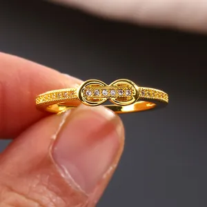 Bague Minimaliste Symbole Infini Avec Micro Zirconium Incrusté Cuivre Plaqué Or Argent Bague Mode Femme Cadeau Saint Valentin