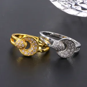 Luxuriöse Sonnen- und Mond-Partnerringe in Gold und Silber mit Zirkonia-Inlay