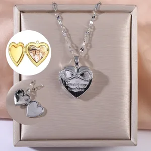 Collier Médaillon Cœur Gravé You Are My Sunshine Infini Zircone Cuivre Pendentif Collier pour Femme Bijoux Cadeau
