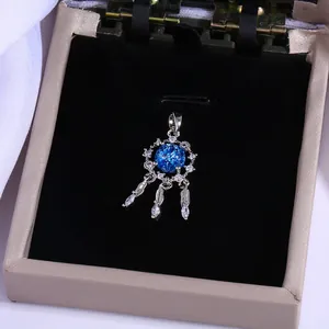 Blue star dreamcatcher pendant necklace with cubic zirconia in a luxury gift box