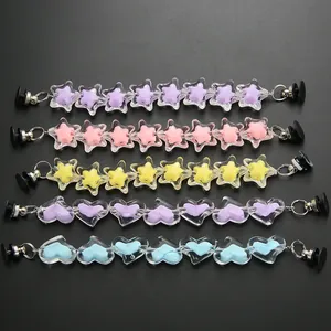 3D colorful heart and star beaded shoe charms with chain for clogs decoration