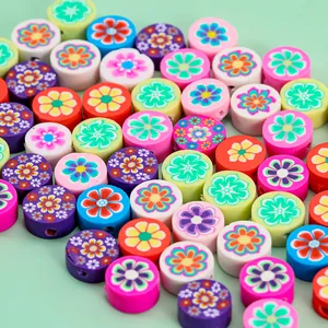 Perles florales colorées en pâte polymère pour bijoux DIY et accessoires de téléphone