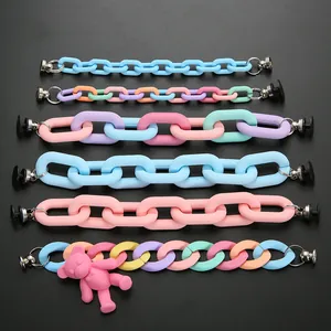 Colorful acrylic macaron chain shoe charms and accessories with lobster clasps