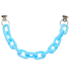 Sky blue matte acrylic chain with silver magnetic buckles for shoe decoration or charms
