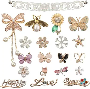 Luxury Alloy Rhinestone Shoe Charms For Clogs Sandals Butterfly Flower Heart Crown DIY Decoration Accessories For Women