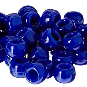 Glanzende donkerblauwe pony kralen met groot gat voor vlechten en DIY sieraden maken
