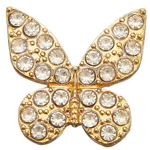 Accesorio mariposa dorada con diamantes de imitación para joyería DIY y decoración
