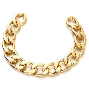 Polished 13mm KC gold curb chain link for DIY necklaces and handmade jewelry supplies