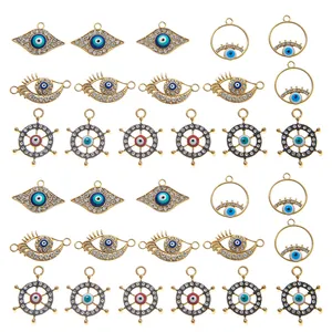 Pendentifs en Alliage Oeil du Diable et Gouvernail Avec Charmes en Émail et Strass pour la Fabrication de Bijoux DIY Colliers Boucles d'Oreilles Bracelets