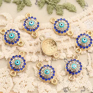 Connettori rotondi malocchio con strass colorati per creazione gioielli fai da te