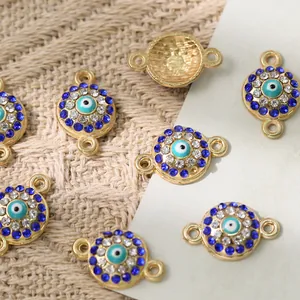 Ciondoli malocchio con cristalli colorati e doppi anelli per collane e bracciali fai-da-te