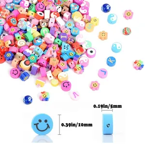 Buntes 10mm Polymer-Ton-Perlen-Set für Kinder-DIY-Schmuck mit Smiley-Gesichtern