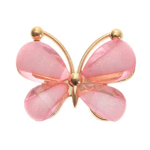 Pink acrylic glitter butterfly shoe charm with champagne gold metal frame for DIY clogs