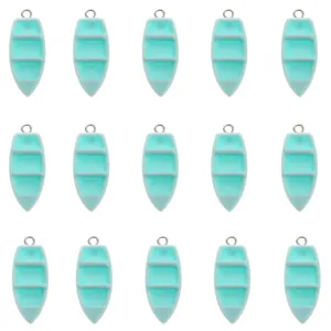 Set blauwe boot hangers met zilveren ringen voor DIY sieraden en creatieve accessoires