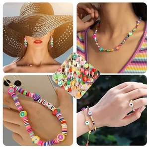 Buntes 24-Raster Tonperlen-Set für DIY Sommer Y2K Schmuck und Handy-Anhänger
