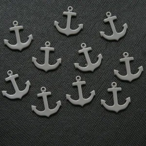 Set van 10 grijze ankerhangers voor DIY-sieraden maken en handgemaakte nautische accessoires
