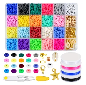 Detalle del kit de joyería DIY de 24 rejillas con cuentas de vidrio y herramientas
