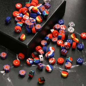 Macro de perles en pâte polymère aux motifs de drapeaux pour la création de bijoux