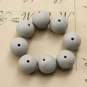 Detail of 15mm grey matte silicone round beads for DIY jewelry and beaded bracelets
