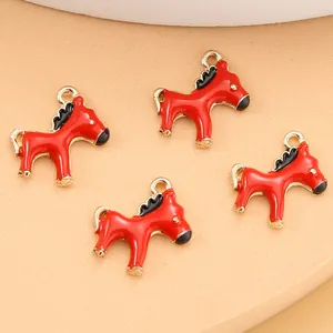 DIY Rotes Pferd Anhänger mit Goldlegierung für Halsketten und Armbänder Schmuck