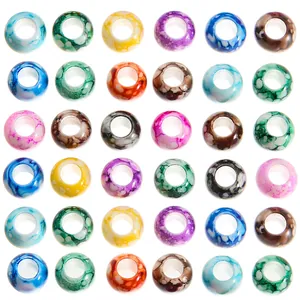 12mm Acrylic Beads Multicolor Marble Pattern Large Hole Loose Beads For DIY Bracelet Necklace Jewelry Making Accessories