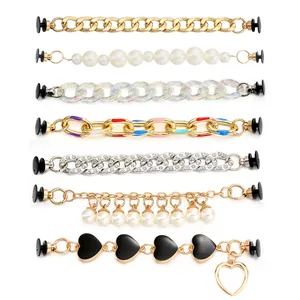 Chaîne de Décoration de Chaussures Alliage Künstliche Perle Strass DIY Breloques pour Sabots Sandales Été Accessoires Femmes Filles