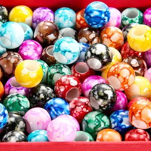 12mm assorted colorful marble-patterned acrylic beads for DIY jewelry making