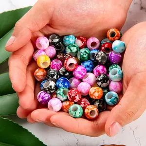 12mm colorful marble texture acrylic beads for creative DIY jewelry making projects