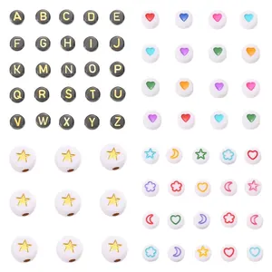 Colorful Resin Beads Heart Moon Star Letter Round Beads For Phone Chain Jewelry Bracelet Making DIY Handcraft Accessories