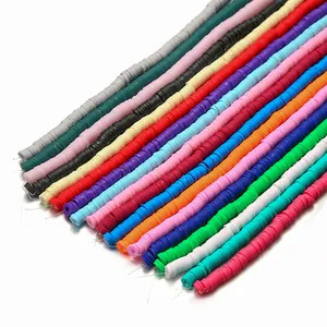 Detail of 6mm multi-colored polymer clay beads for DIY bracelets and jewelry making